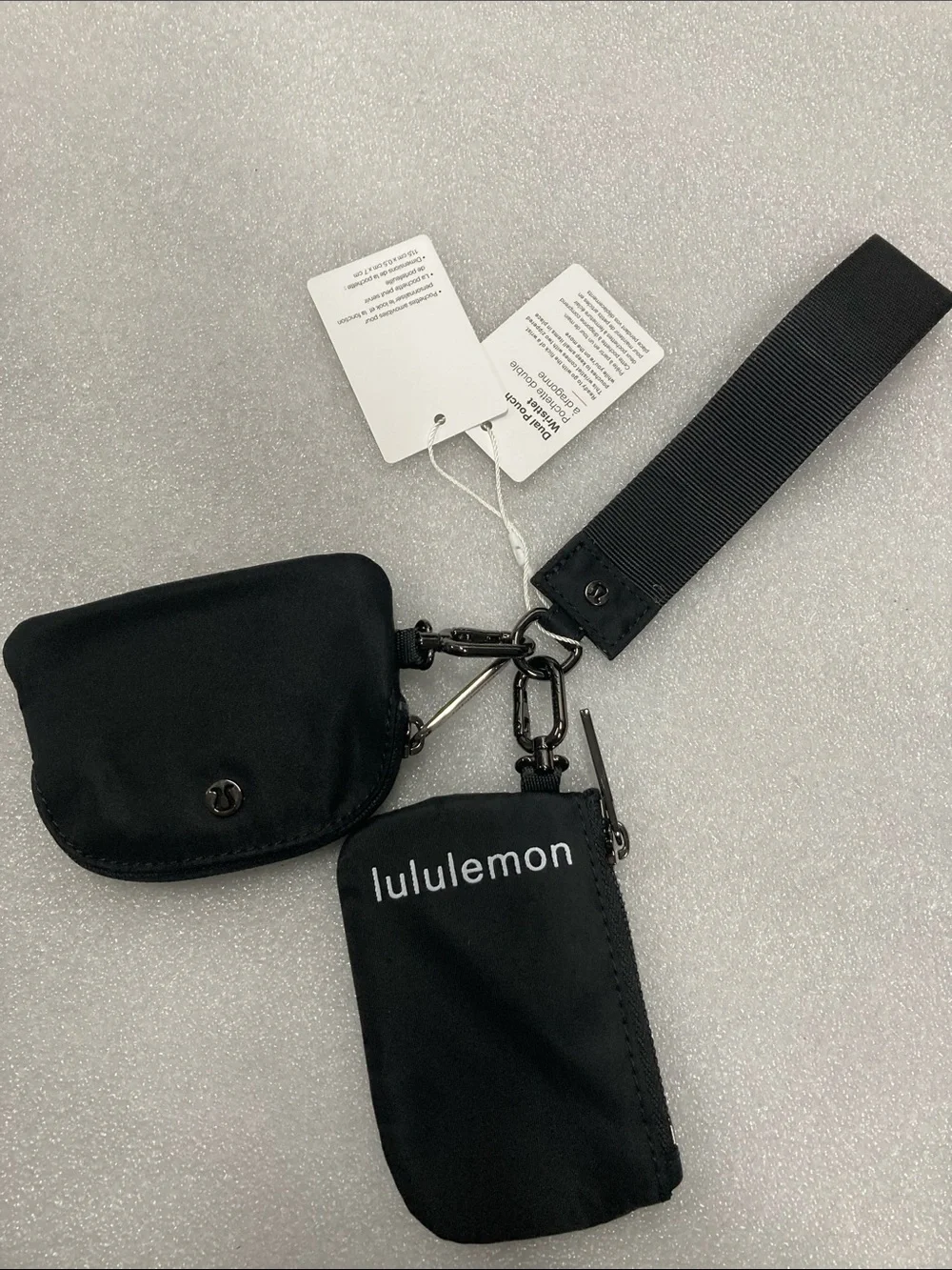 Lululemon Black Mini Zipper Pouch Keychain